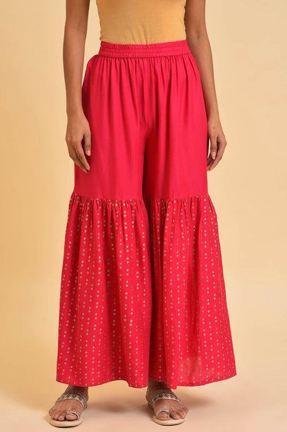 W for Woman Pink Glitter Printed Sharara Pants