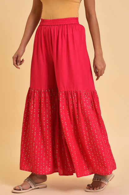 W for Woman Pink Glitter Printed Sharara Pants