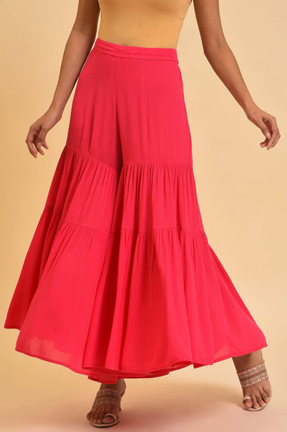 W for Woman Pink Tiered Solid Sharara
