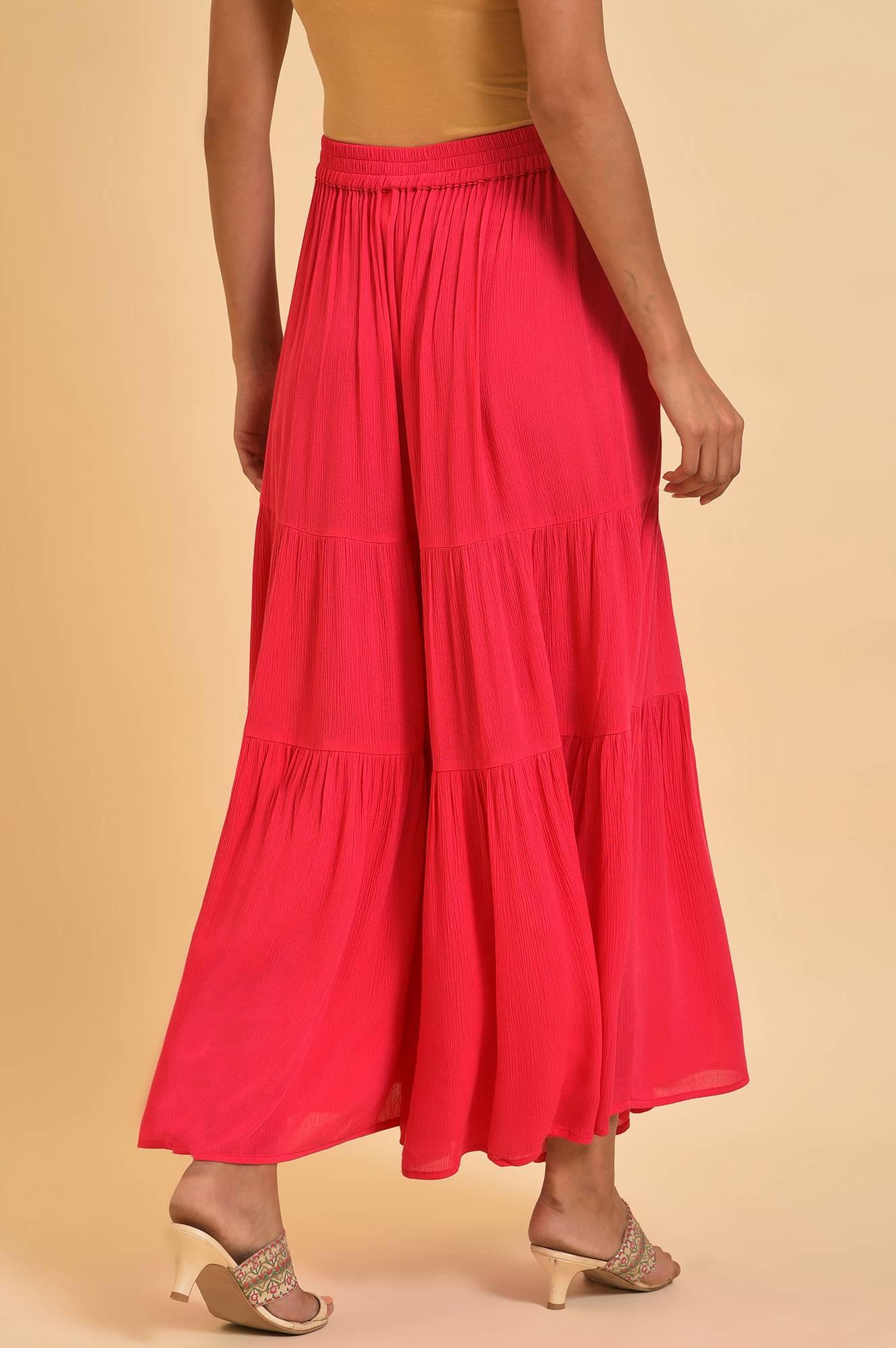 W for Woman Pink Tiered Solid Sharara