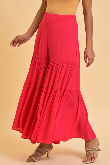 W for Woman Pink Tiered Solid Sharara
