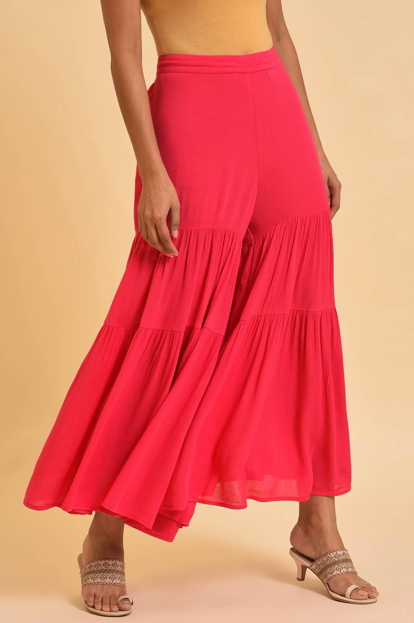 W for Woman Pink Tiered Solid Sharara