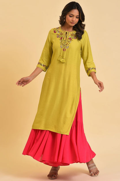 W for Woman Pink Tiered Solid Sharara