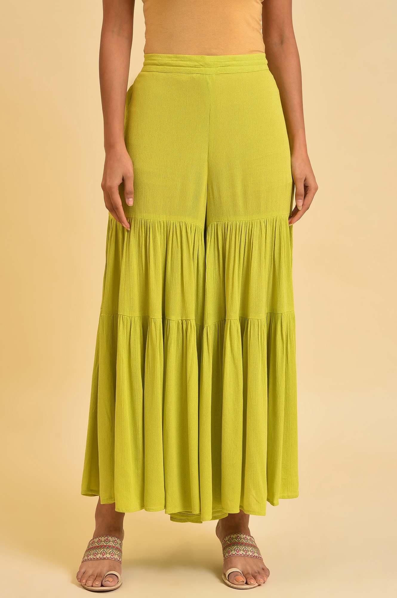 W for Woman Green Tiered Solid Sharara