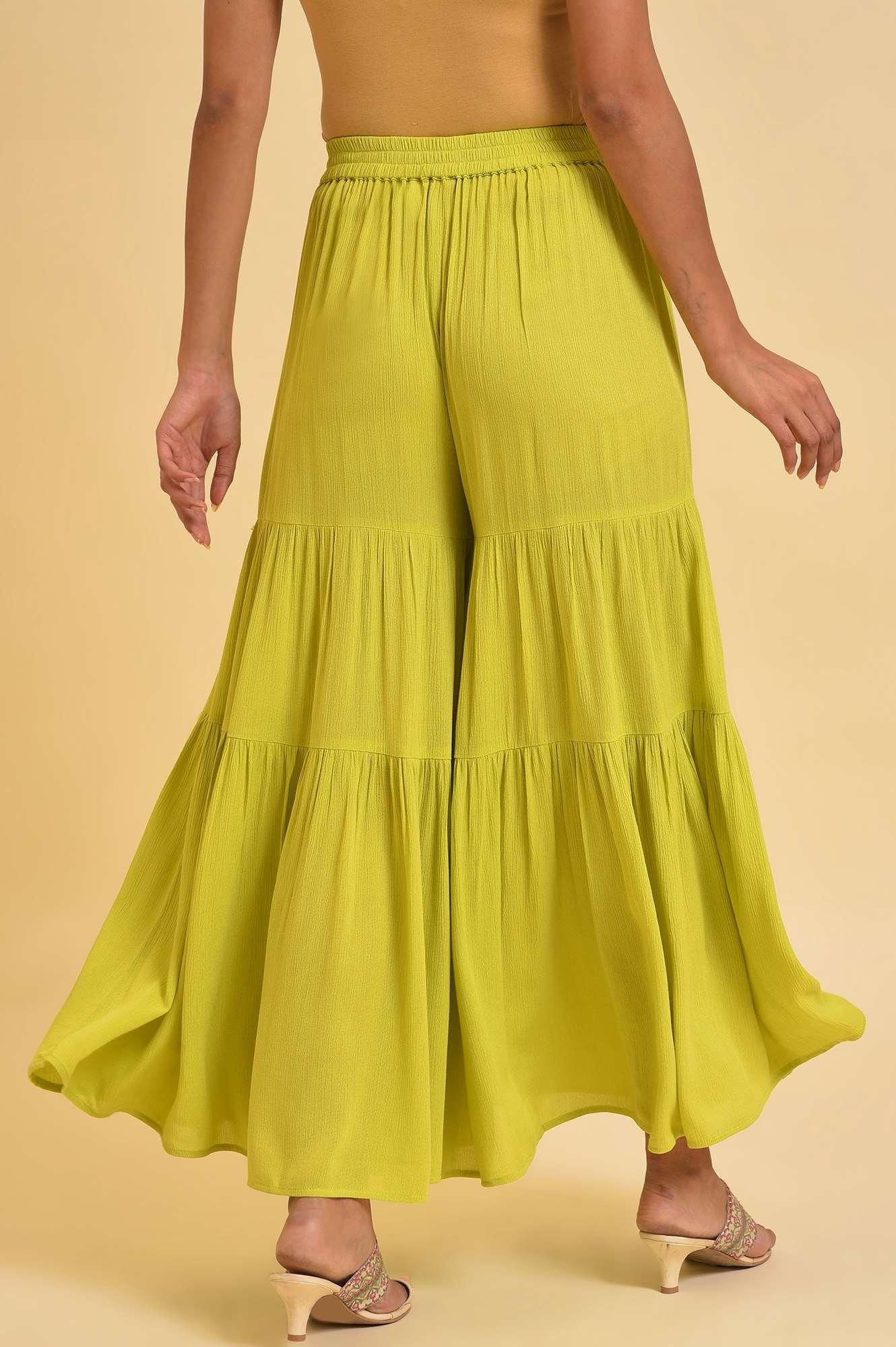 W for Woman Green Tiered Solid Sharara