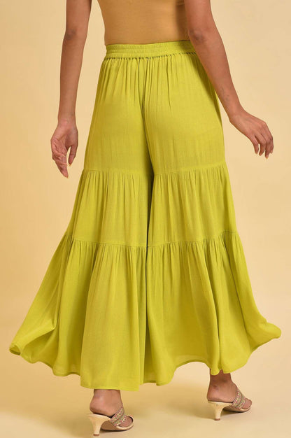W for Woman Green Tiered Solid Sharara