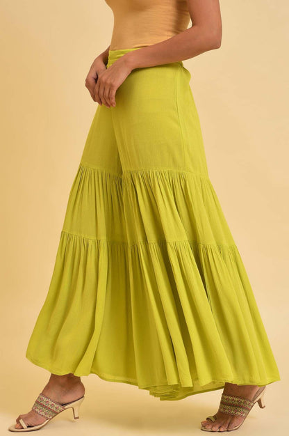 W for Woman Green Tiered Solid Sharara