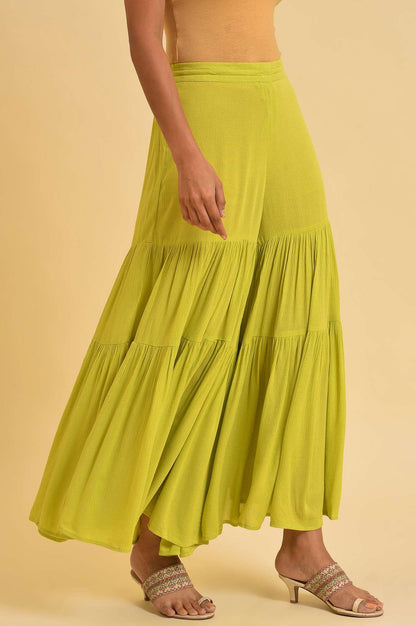 W for Woman Green Tiered Solid Sharara