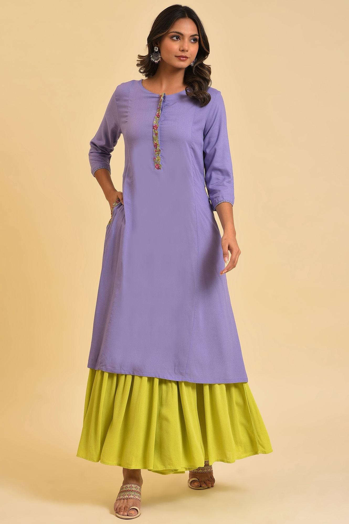 W for Woman Green Tiered Solid Sharara