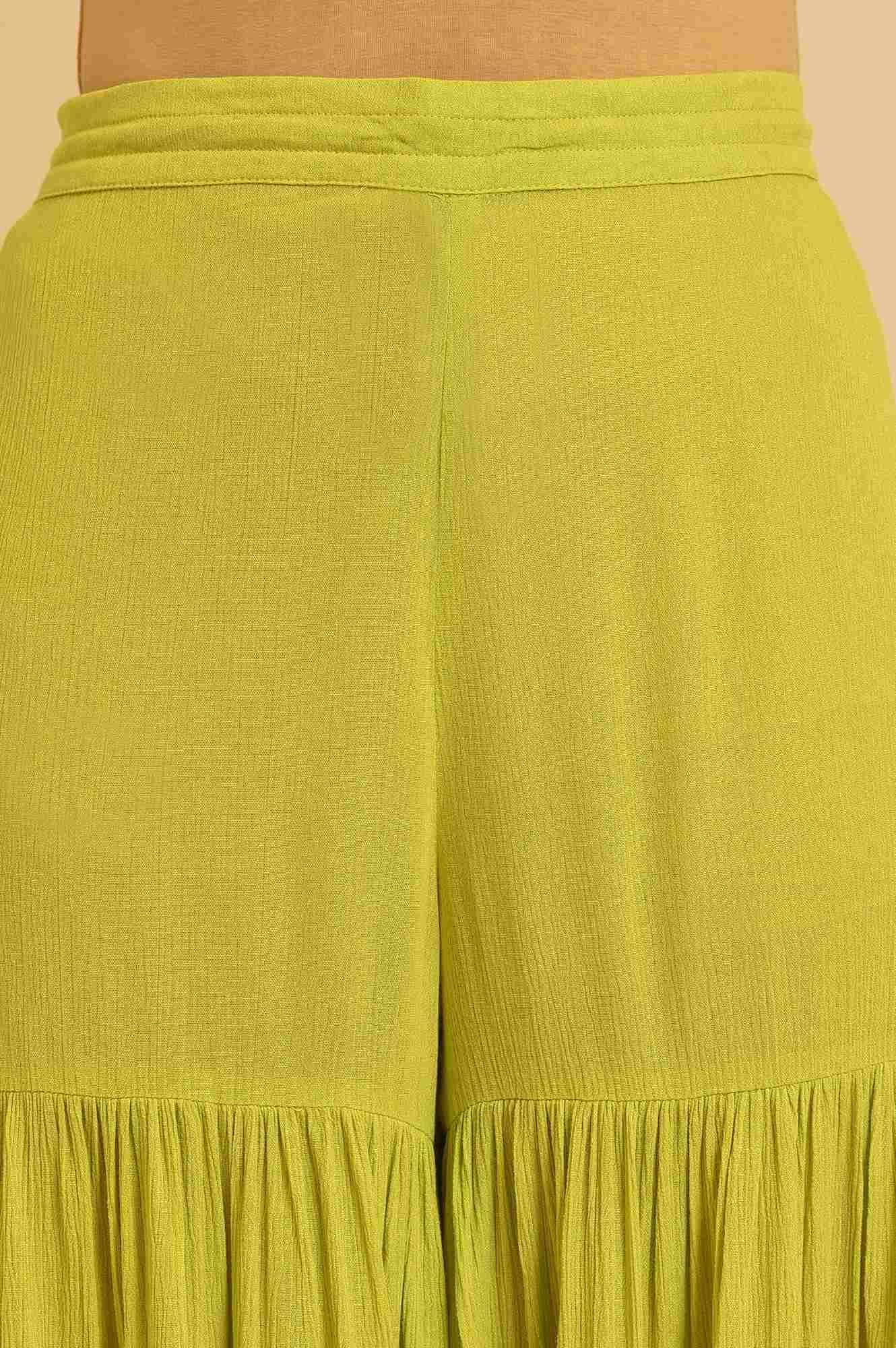 W for Woman Green Tiered Solid Sharara