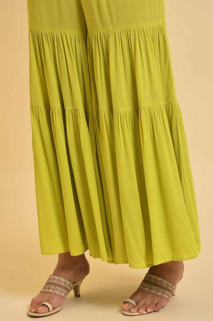 W for Woman Green Tiered Solid Sharara