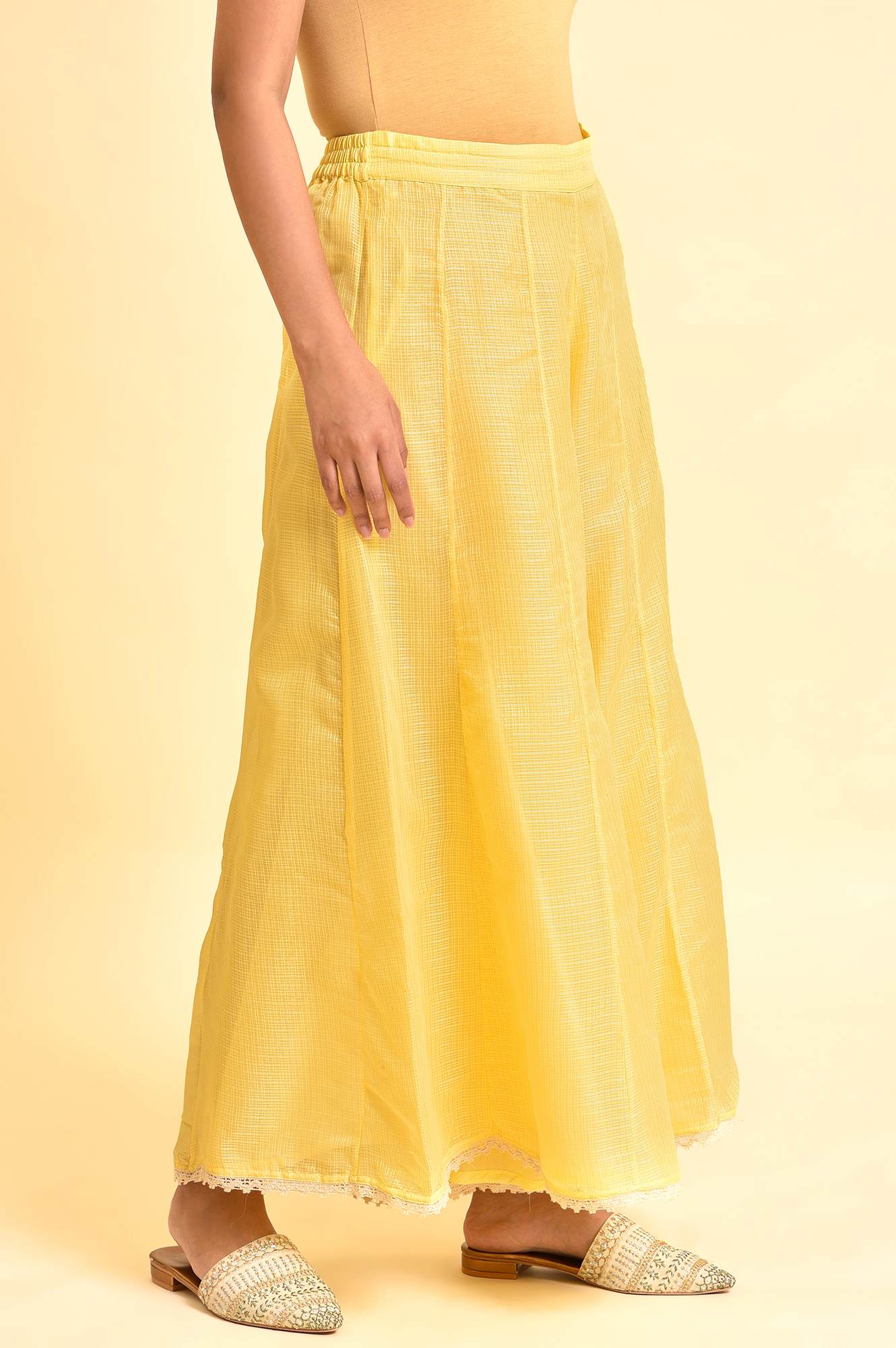 W for Woman Light Yellow Kota Culottes