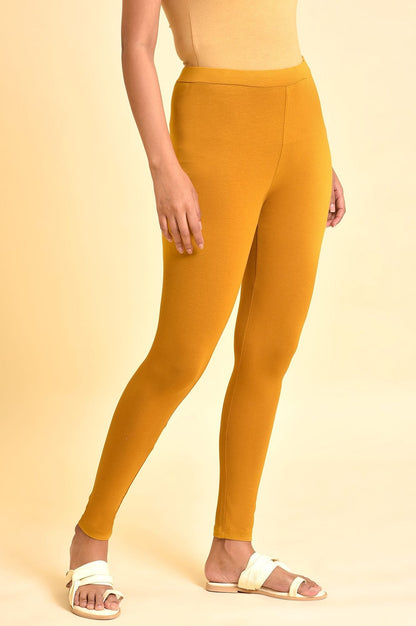 W for Woman Mustard Yellow Solid Viscose Lycra Tights