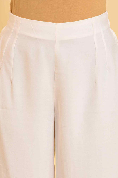 W for Woman Ecru Inverted Box Pleats Flared Pants