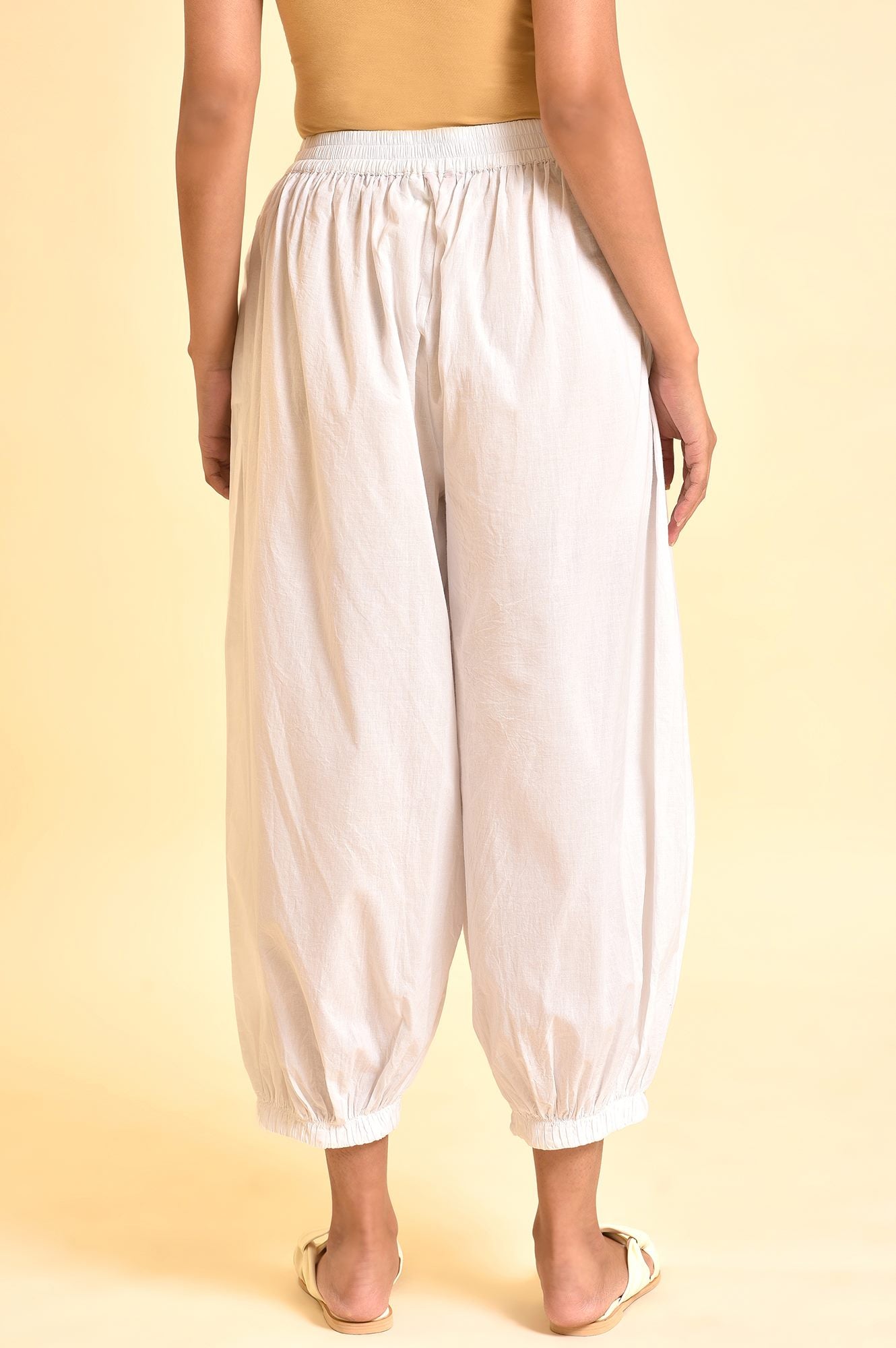 W for Woman Ecru Gathered Cotton Salwar