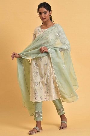 W for Woman Cameo Green Kota Dupatta