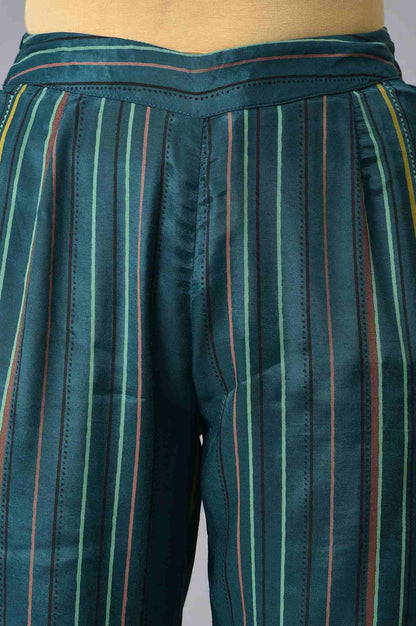 W for Woman Teal Printed A-Line kurta Set