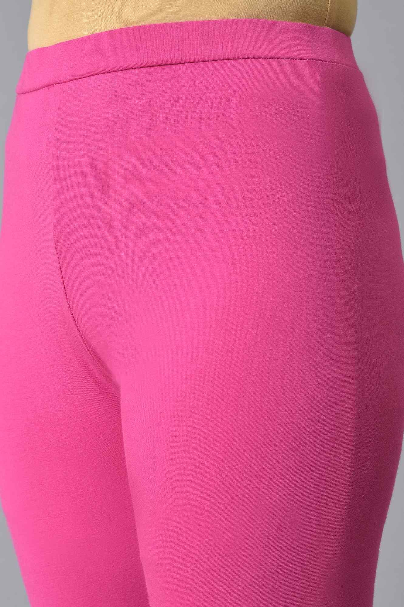 W for Woman Green Printed Godget Summer Dress With Pink Tights