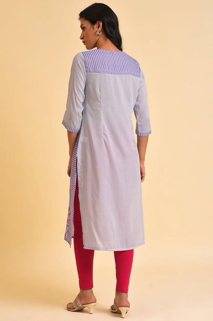W for Woman Purple Print Mix kurta & Tights Set