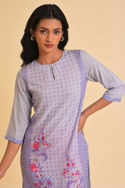 W for Woman Purple Print Mix kurta & Tights Set