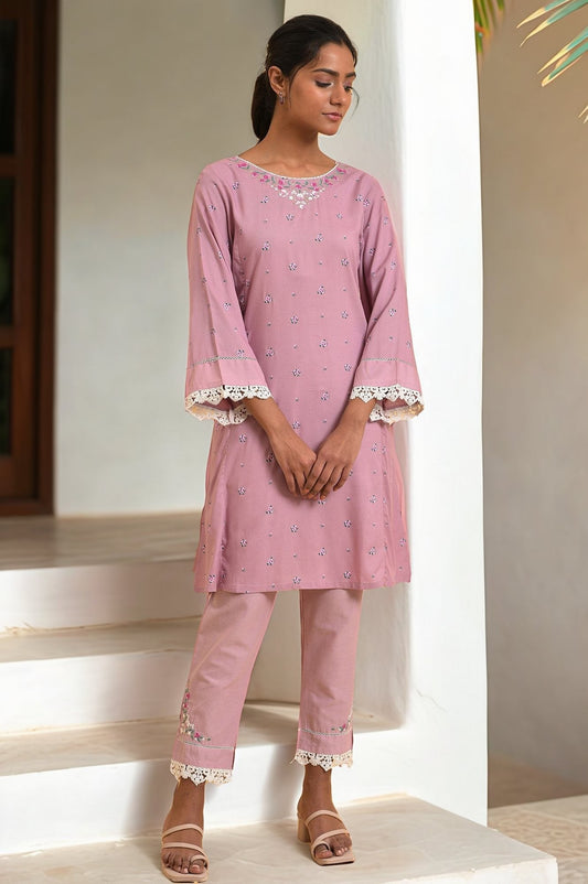 W for Woman Light Purple Short kurta Set