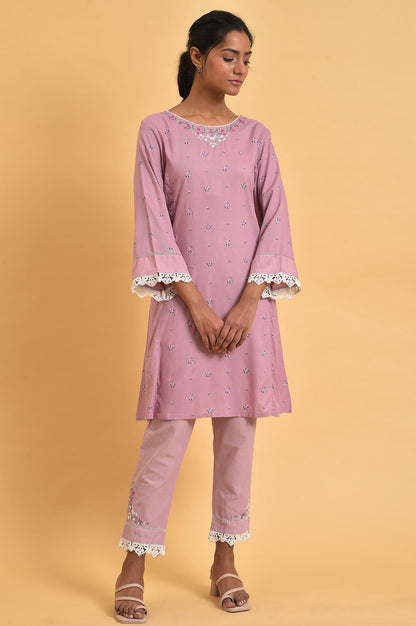 W for Woman Light Purple Short kurta Set