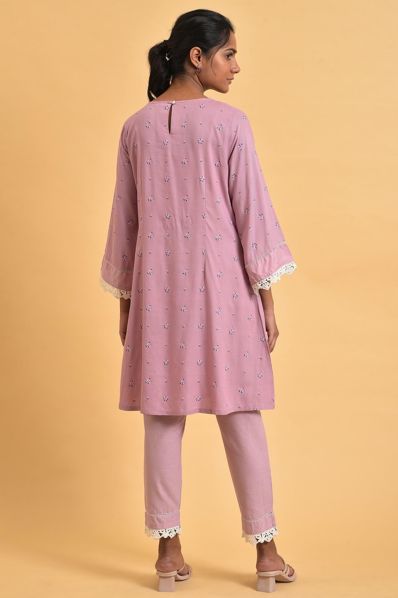 W for Woman Light Purple Short kurta Set