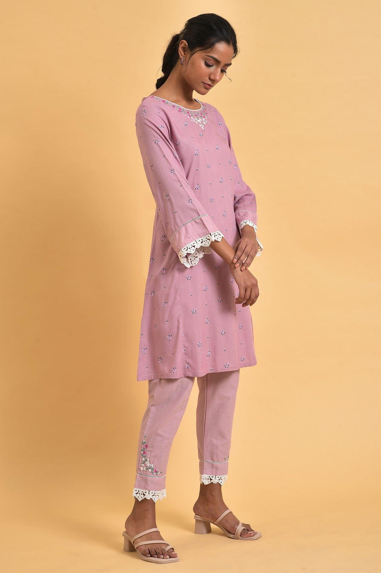 W for Woman Light Purple Short kurta Set