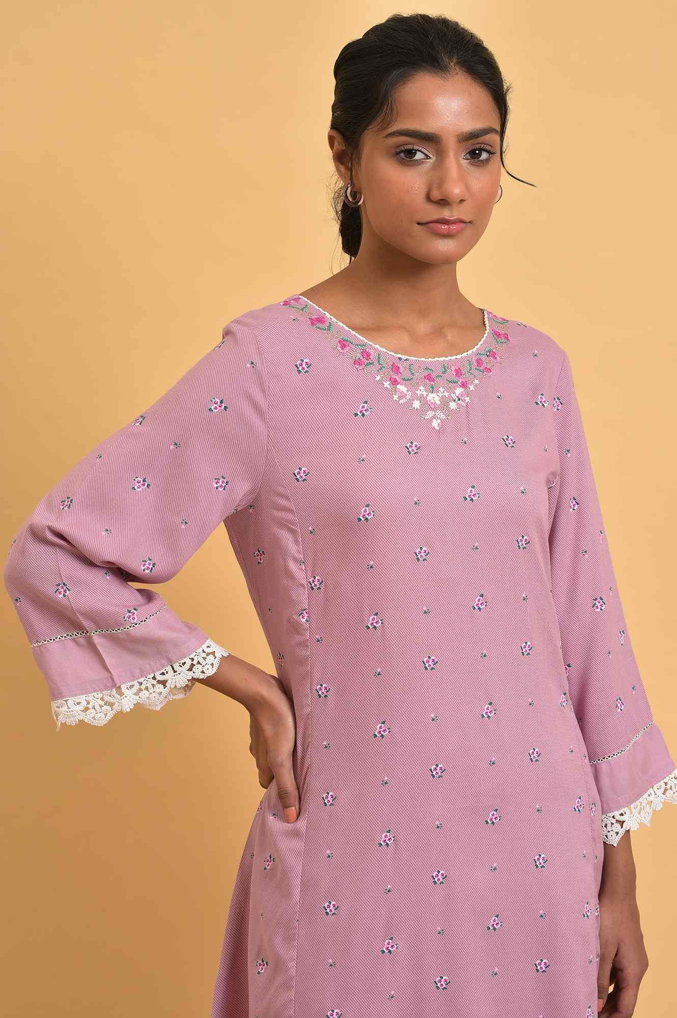 W for Woman Light Purple Short kurta Set