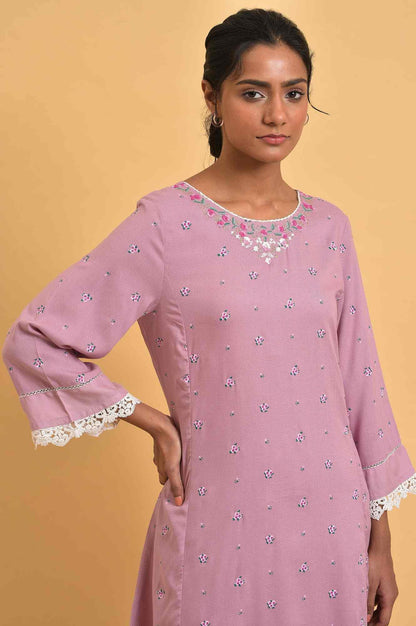 W for Woman Light Purple Short kurta Set