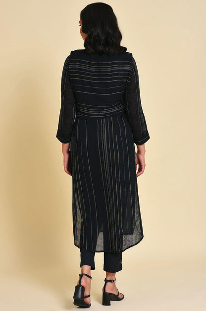 W for Woman Black Mock Vest kurta Set