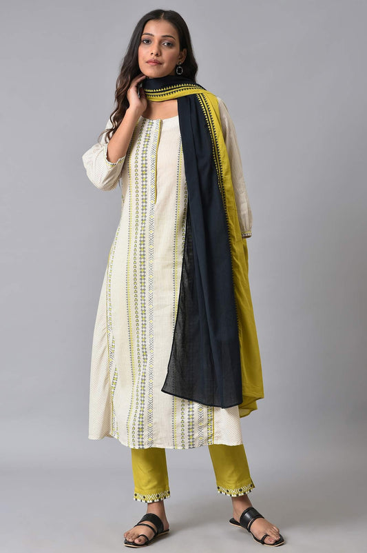 W for Woman Ecru Prined kurta Set