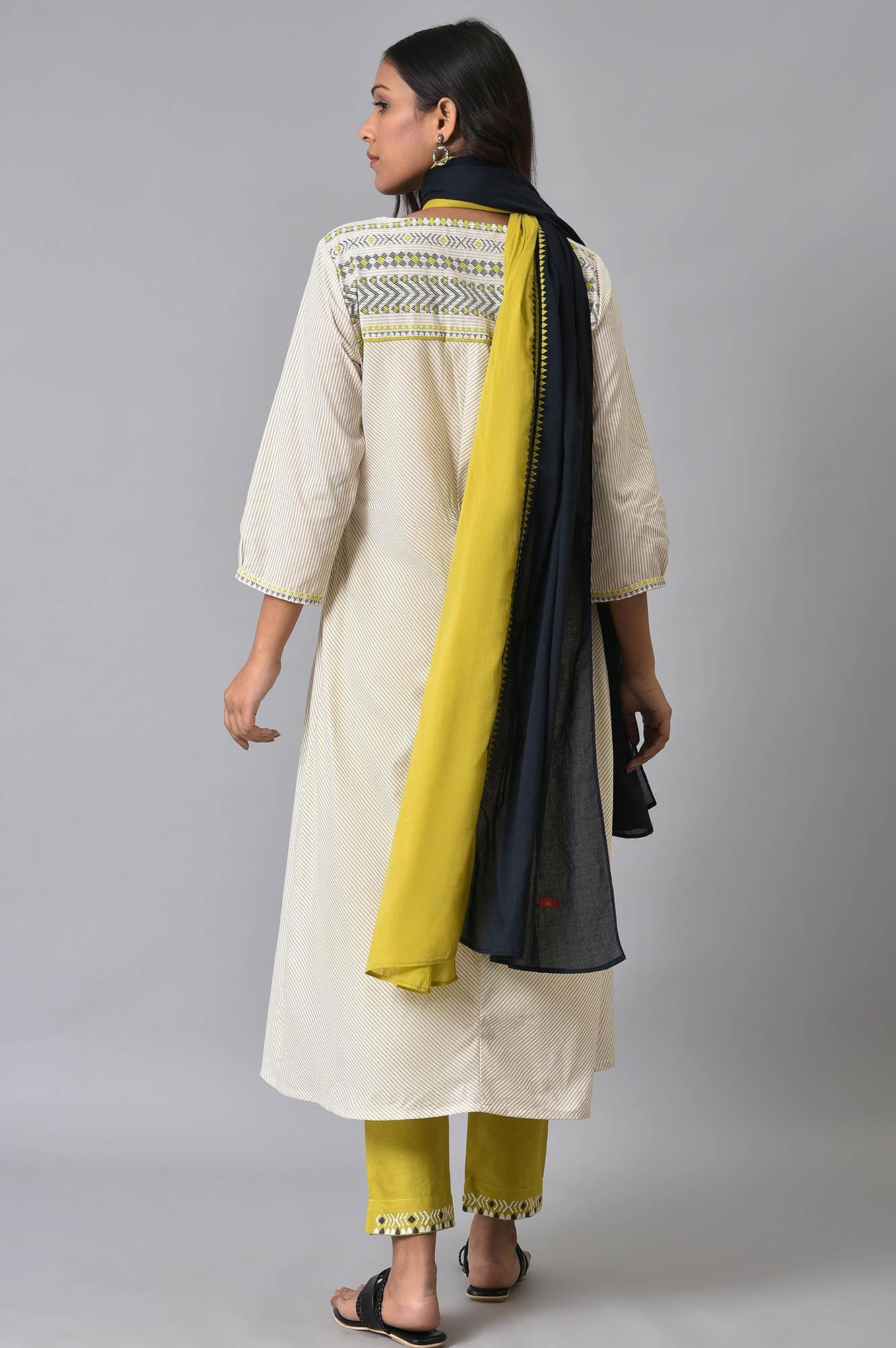 W for Woman Ecru Prined kurta Set