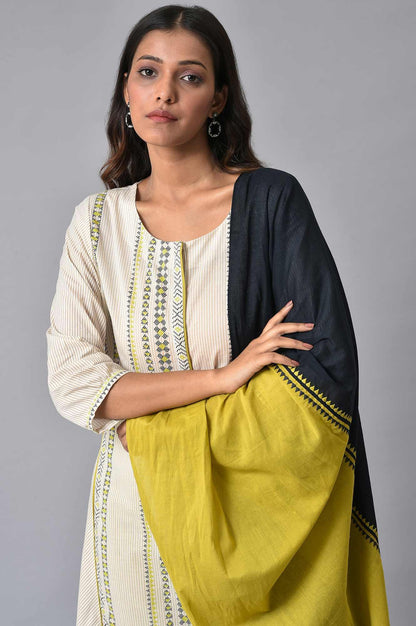 W for Woman Ecru Prined kurta Set