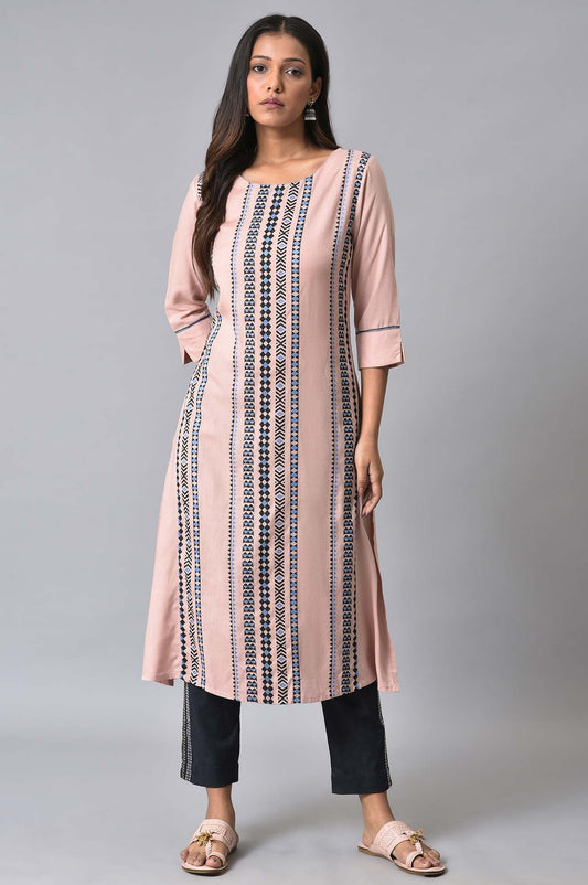 W for Woman Pink Printed kurta Set