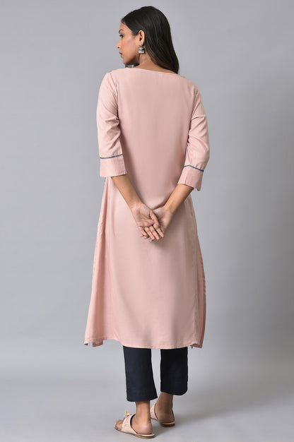 W for Woman Pink Printed kurta Set