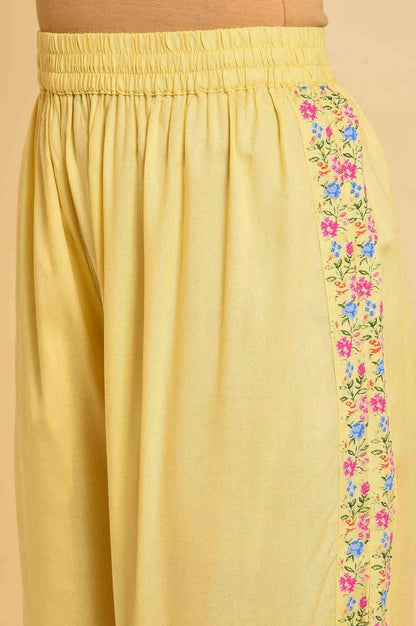 W for Woman Light Yellow Embroidered kurta Set
