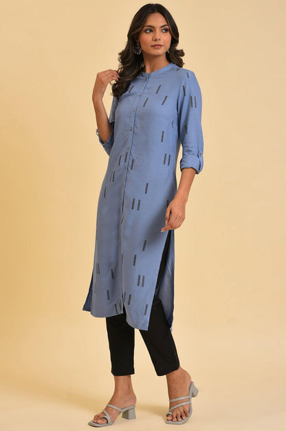 W for Woman Blue Geometric Print Shirt kurta & Pants Set