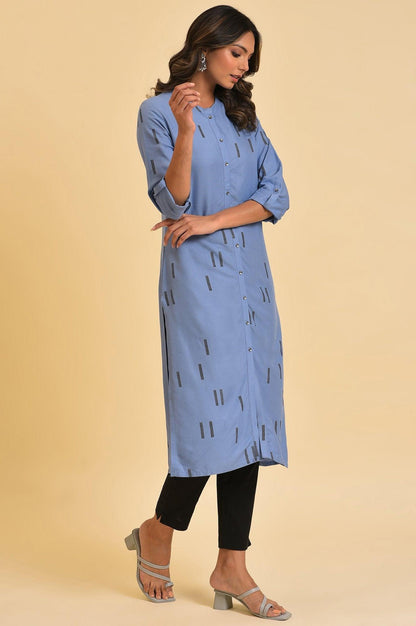 W for Woman Blue Geometric Print Shirt kurta & Pants Set