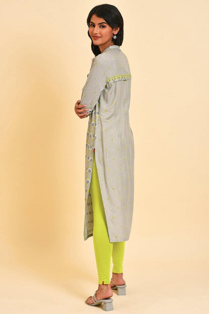 W for Woman Grey Geometric Print kurta Set