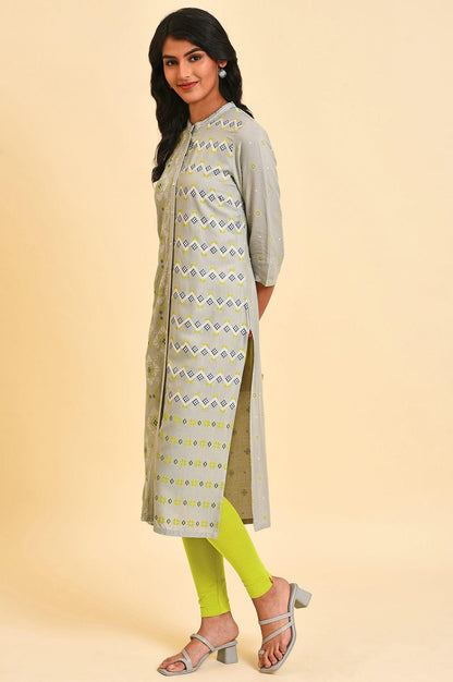 W for Woman Grey Geometric Print kurta Set
