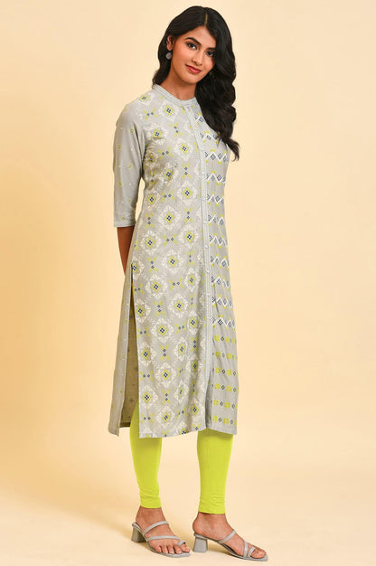 W for Woman Grey Geometric Print kurta Set