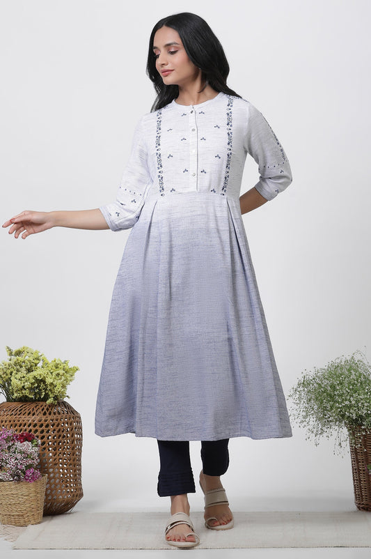 W for Woman Grey & Blue Ombre A-Line Kurta And Pants Set