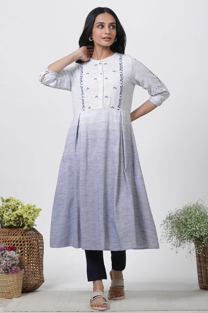 W for Woman Grey & Blue Ombre A-Line Kurta And Pants Set