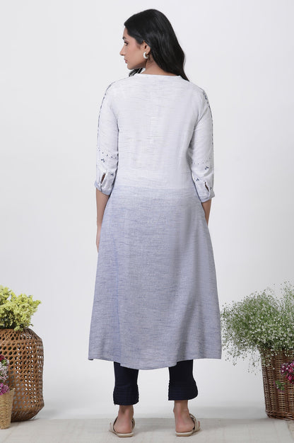 W for Woman Grey & Blue Ombre A-Line Kurta And Pants Set