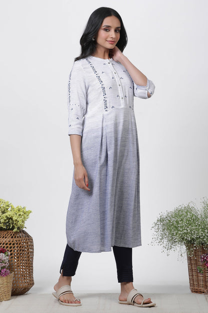 W for Woman Grey & Blue Ombre A-Line Kurta And Pants Set