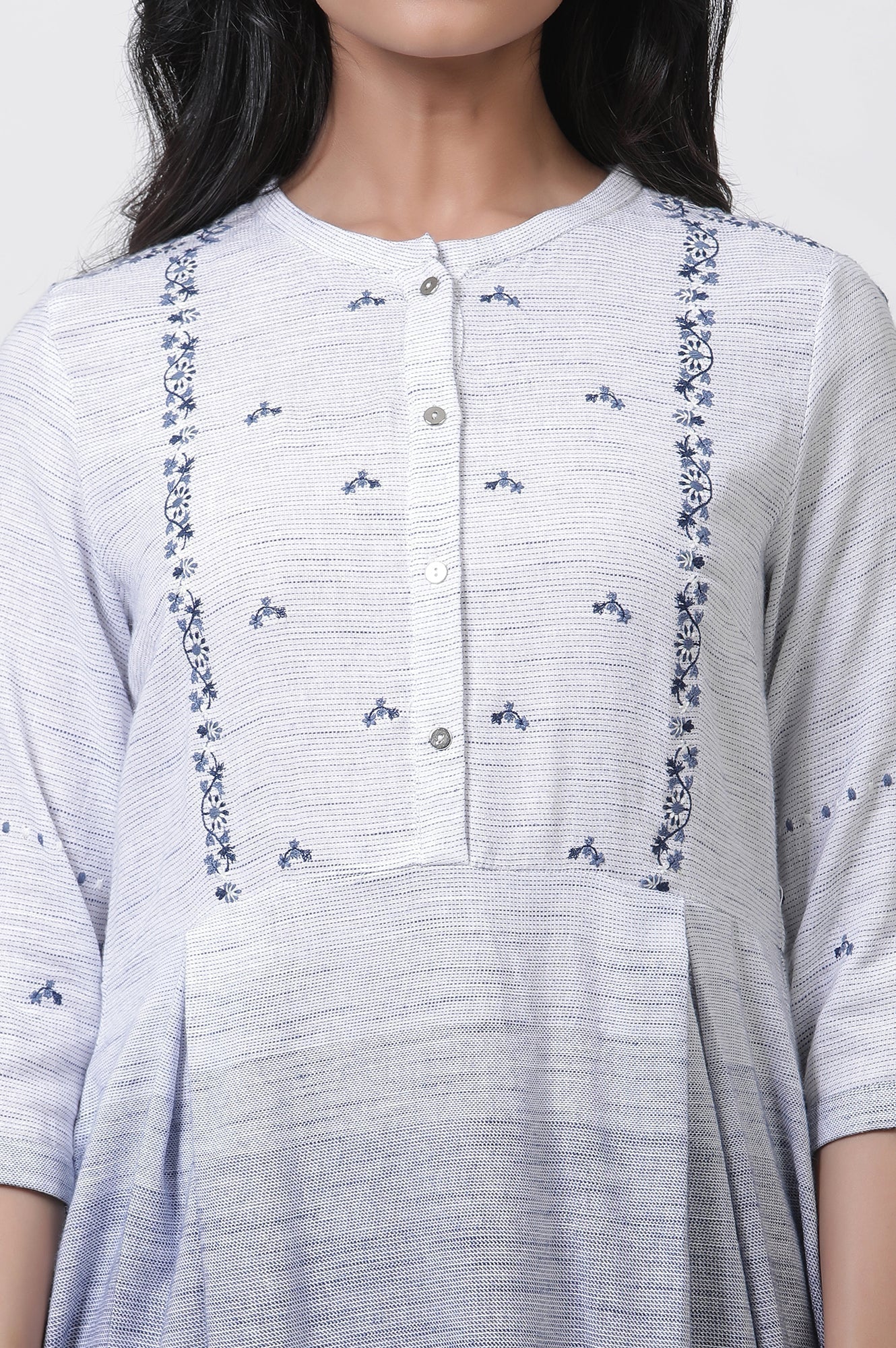 W for Woman Grey & Blue Ombre A-Line Kurta And Pants Set