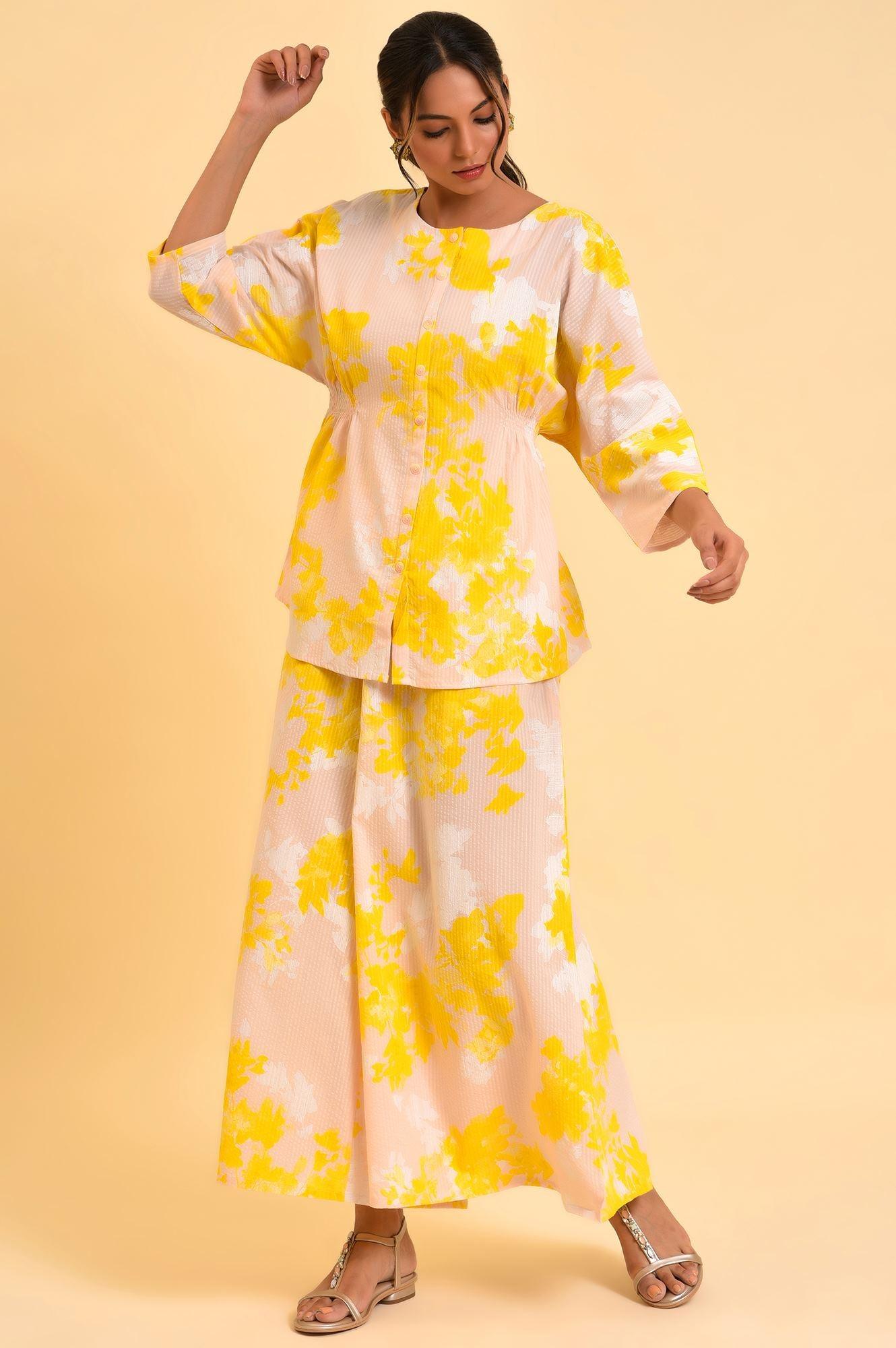 W for Woman Pink Floral Printed Top & Flared Pants Co-Ord Set