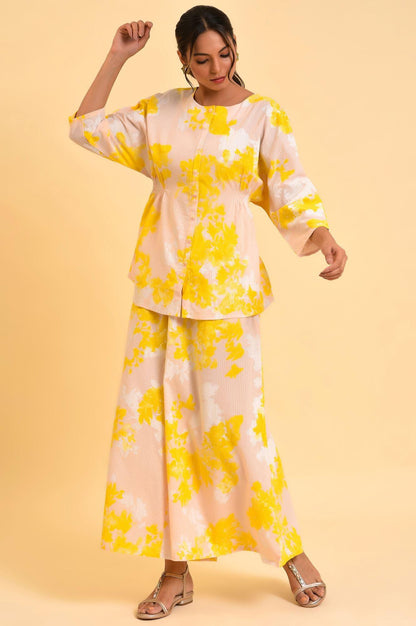 W for Woman Pink Floral Printed Top & Flared Pants Co-Ord Set