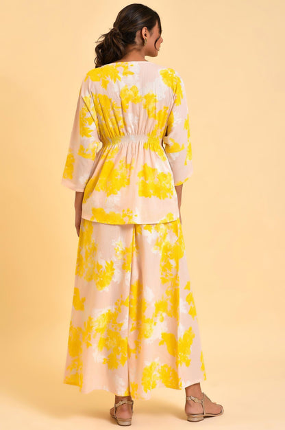 W for Woman Pink Floral Printed Top & Flared Pants Co-Ord Set